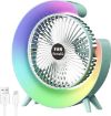 Picture of G Shape Fan Mini Fan Desk Fan with Colour Changing LED RGB Light