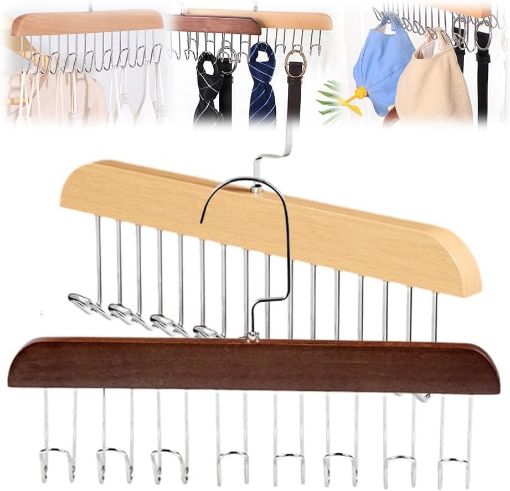 Picture of Wooden Tie and Belt Hanger Wooden Belt Hanger Multi Hook Coat Hanger