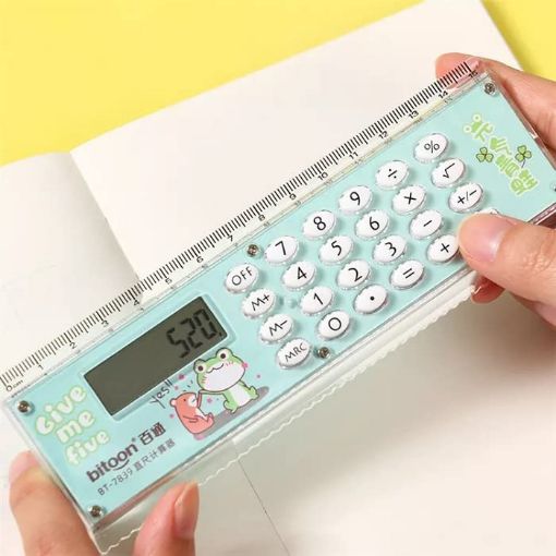 Picture of RULER 15CM SCALE Cartoon Design 15 Cm Scale With Digital Calculator Easy to Use 2 in 1 Scale with Calculator