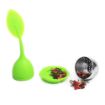 Picture of Silicone Tea Leaf Infuser With Long Leaf Shape Handle, Stainless Steel Infuser With Drip Tray | Perfect For Steeping Loose Leaf Tea In Tea Cup  Mug   Teapot