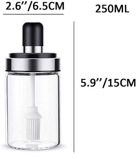 Picture of Glass Jar With Lid  oil jar with brush bbq brush for oiling oil jar with brush oil dispenser with brush oil containers oil spreader with jar oil pot oil pot with brush for kitchen