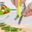 Picture of Multi-Functional Stainless Steel Kitchen Knives 5 Layers Scissors Cut Herb Spices Cooking Tools Vegetable Cutter with Cleaning Brush 5 blade kitchen scissorsStainless Steel 5 Blade Vegetable Leaf Scissor and Cutter