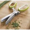 Picture of Multi-Functional Stainless Steel Kitchen Knives 5 Layers Scissors Cut Herb Spices Cooking Tools Vegetable Cutter with Cleaning Brush 5 blade kitchen scissorsStainless Steel 5 Blade Vegetable Leaf Scissor and Cutter