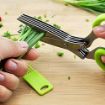 Picture of Multi-Functional Stainless Steel Kitchen Knives 5 Layers Scissors Cut Herb Spices Cooking Tools Vegetable Cutter with Cleaning Brush 5 blade kitchen scissorsStainless Steel 5 Blade Vegetable Leaf Scissor and Cutter