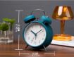Picture of blue clock twin bell clock Alarm Clock small clock Matt Clock