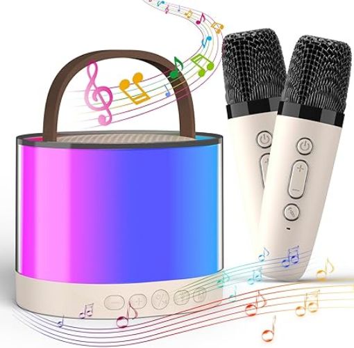 Picture of MINI BLUETOOTH SPEAKER WITH 2 MIC  Kids Karaoke Machine with 2 MicrophonePortable Karaoke Microphone SPEAKER WITH MIC ROUND SPEAKER