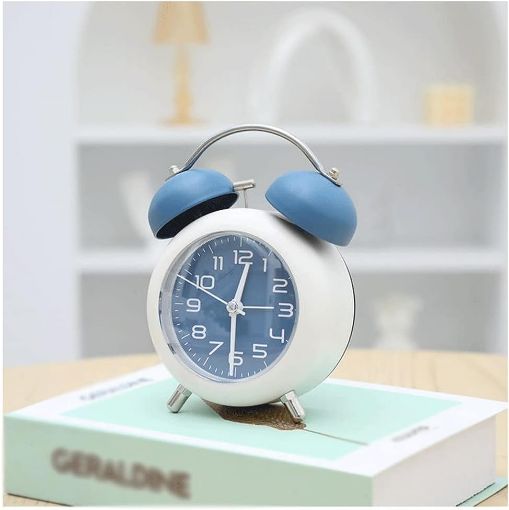 Picture of alarm clock Twin Bell Alarm Clock Analog Desk Clock Mini Table Clock Silent Battery Operated Alarm Clock