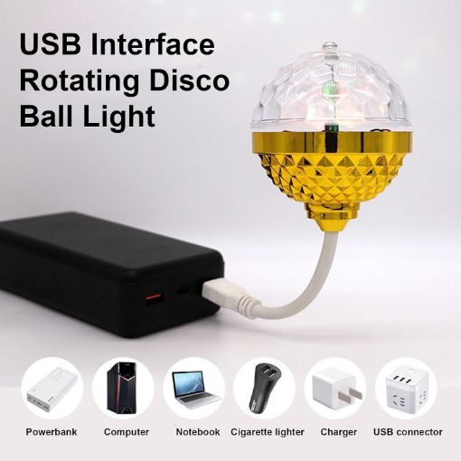 Picture of USB Rotating Disco Light LED Party Light Colorful 360 Rotating Disco Ball Light