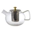 Picture of Round Green Tea Kettle 1 LStrainer round green tea kettle Borosilicate Square Glass Glass Tea Pot Heat Resistant Stainless Steel Infuser Perfect for Tea Coffee MakerClear Glass KettleRemovable Stainless Steel Infuser