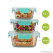 Picture of Square  Food Storage Container  (3 PIS SET) Glass Borosilicate Leak Proof  Food Storage Container Break Free Detachable Lock