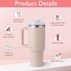 Picture of HEAVY Vacuum Insulated Tumbler (Rose Quartz) Tumbler With Handle  Water Bottle Cup
