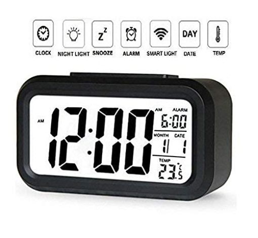 Picture of Plastic Digital Backlight Battery Operated Smart Table Alarm Clock   Desk Small Digital Alarm Clock Alarm Clock with Automatic Sensor