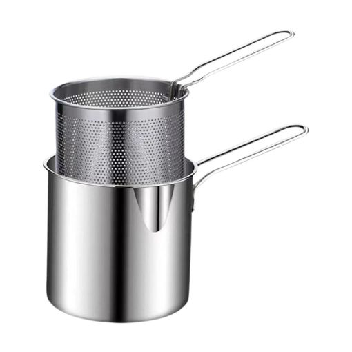 Picture of Deep Frying Pot With Basket Stainless Steel Fryer Pot With Long Handle Mini Deep Oil Fryer