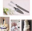 Picture of acrylic cake knife Stainless Steel Cake Knife and Server Set with Acrylic Handle Slicer Cutter Pizza Shovel Knife Pie Server Hand Tool with Cutting Knife Decorating Tool