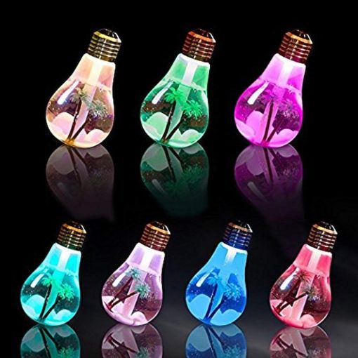 Picture of Bulb Air Humidifier Ultrasonic Humidifier with On & Off 7 Color Changing LED Night Lights Cool Mist Humidifier Bulb Air Purifier humidifier with Whisper Quiet Operation Automatic Shut-Off and LED Night Light Functions