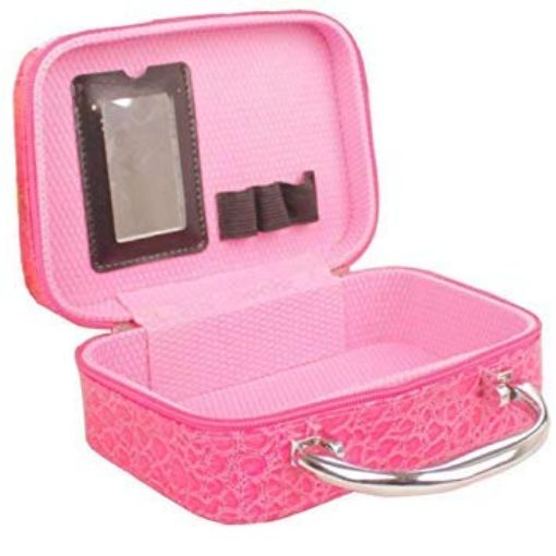 Picture of Cosmatics Bag Accessoriesrise Cosmetic Makeup Travelling box for Women Zipper Jewellery Organizer Box Travel Toiletry Case Storage Bag Toiletry Box with Compact Magnifying Mirror for Travel