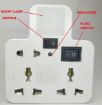 Picture of Night Lamp with Multi Socket Plug Multi Plug with Night Lamp 6 A Three Pin Socket