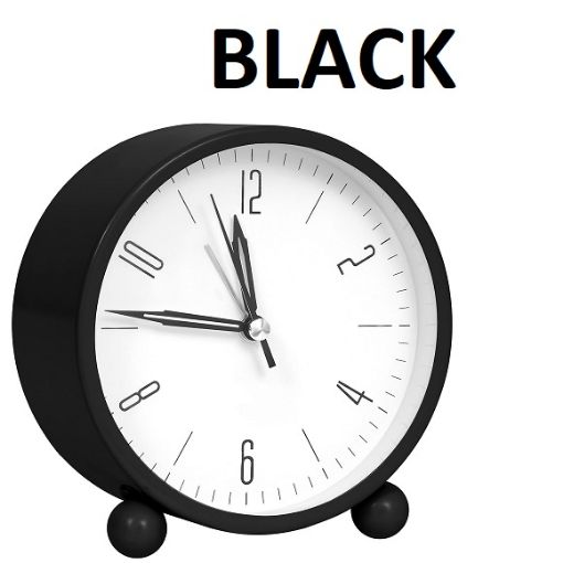 Picture of BLACK CLOCK Round Silent Analog Desk Alarm Clock Non Ticking with Snooze Super Silent Alarm Clock