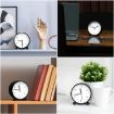 Picture of BLACK CLOCK Round Silent Analog Desk Alarm Clock Non Ticking with Snooze Super Silent Alarm Clock