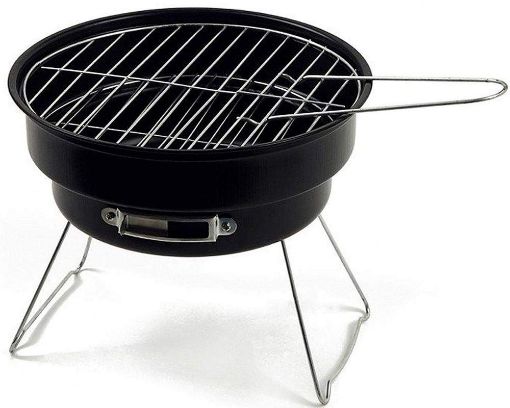 Picture of ROUND BBQ GRILL BBQ GRILL BBQ Round Shape Barbeque Portable Charcoal Barbecue Table Camping Outdoor Garden Grill BBQ Black Carbon Steel