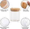 Picture of Glass Storage Jars Tray with Airtight Bamboo Lid Glass Jars with Wooden AirTight Lids & Shelf Kitchen Containers Set - 320 ml Glass Tea Coffee & Sugar Container