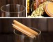 Picture of Glass Storage Jars Tray with Airtight Bamboo Lid Glass Jars with Wooden AirTight Lids & Shelf Kitchen Containers Set - 320 ml Glass Tea Coffee & Sugar Container