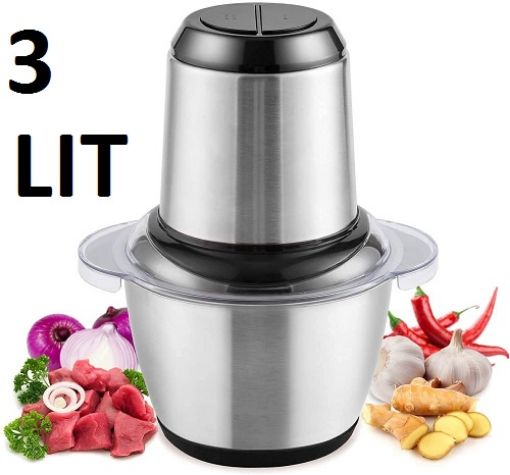 Picture of electric meat grinder 300W with bowl for kitchen food processor chopper vegetables onion garlic fruit and nuts blender
