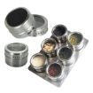 Picture of Stainless Steel Magnetic Spice Rack Spice Set (6 pcs)  Standard Magnetic Stainless Steel Cruet Condiment Spice Jars Set (Silver)