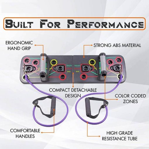 Picture of Body Building Push Up Rack Board Push-up Support Multifunctional Push Up Board with Fitness Bands Gym & Fitness Kit Sit-up Bar