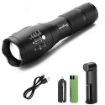 Picture of Rechargeable Torch Flashlight Long Distance Beam Range for Outdoor Industrial Security Purpose Metal Flashlight Torch Camping Hiking LED Waterproof Pocket Flashlight for Camping Hunting Hiking Rechargeable