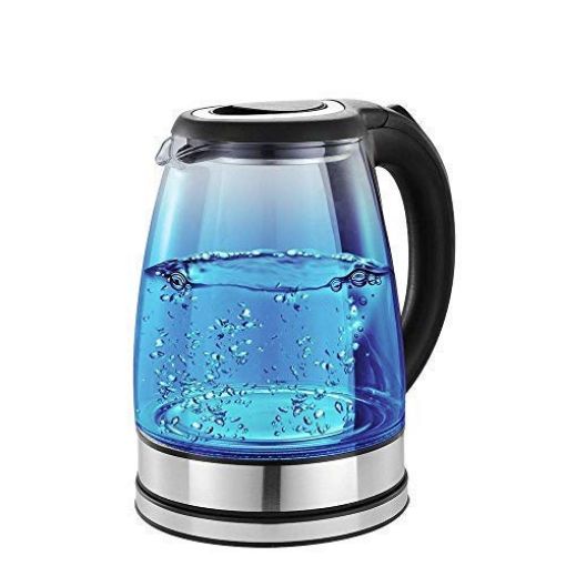 Picture of Glass Kettle Green Kivvi  1.8 L Electric Kettle Stainless Steel for Home & Office Borosilicate Glass Body Stainless Steel Heating Plate
