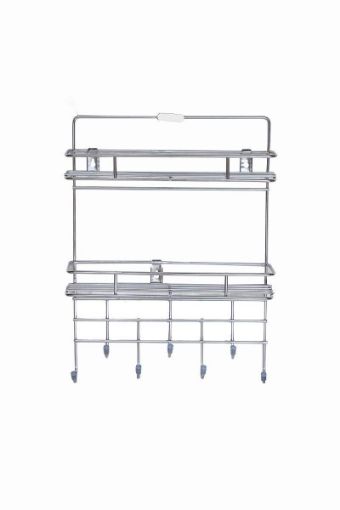 Picture of 2 Layer Multipurpose Kitchen Bathroom Shelf Wall Holder Storage Rack Bathroom Rack Refrigerator Broadside Storage Box Stainless Steel Key Laddle Holder with Single Rack Wall Mount Single Laddle Stand Key Holder