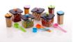 Picture of 4 Condiment Plastic Spice and Pickle Jar Rack Square Shape Container Set with 2 Plastic Spoon