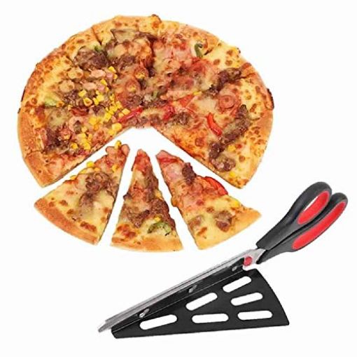 Picture of 2 in 1 Tool Scissor and Pizza Bite Cutter Tool  Stainless Steel Cutlery Kitchen Shears Multifunction Pizza Scissors Cutter Slicer Knife