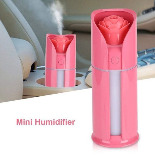 Picture of Humidifier Rose Diffuser Portable Mini USB Ultrasonic Humidifier Rose Flower Air Oil Diffuser Electric Mist Makers Purifier LED Night Lights