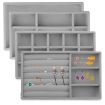 Picture of 4 Packs Velvet Jewelry Trays Velvet Jewellery Drawer Organiser Grey Storage Holder