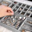 Picture of 4 Packs Velvet Jewelry Trays Velvet Jewellery Drawer Organiser Grey Storage Holder