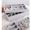 Picture of 4 Packs Velvet Jewelry Trays Velvet Jewellery Drawer Organiser Grey Storage Holder