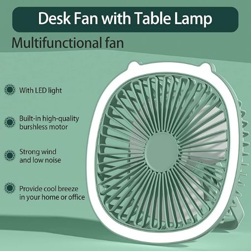 Picture of USB Desk Fan with light Table Fan with usb charging Folding Small Fan  Mini Fan with LED Light USB Desk Fan