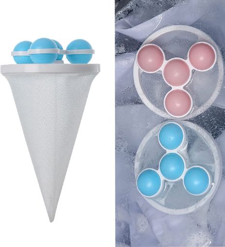 Picture of LINT CATCHER ROLLER Washing Machine Floating Lint Mesh Bag Net Hair Filter Remover Net Pouch Hair Catcher Lint Catcher Laundry Ball Floating Pet Fur Lint Hair Catcher Household Reusable