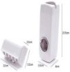 Picture of Toothpast Dispencer  Store Hands Free Wall Mounted Plastic Dust Proof Automatic Toothpaste Dispenser and Detachable Hole 5 Toothbrush Holder