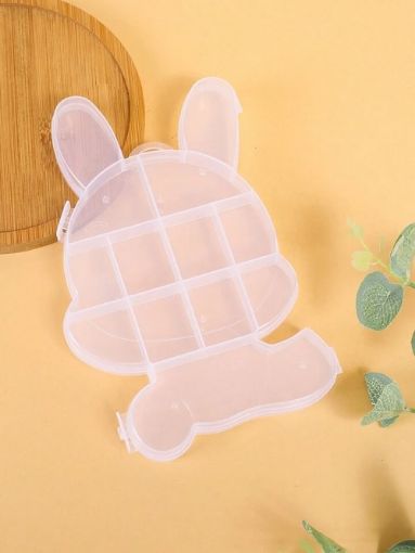 Picture of RABBIT SHAPE TRASPARENT JEWELLERY BOX Jewelry Case Plastic Storage Box with dividers  Portable Earing Necklace Jewelry Desktop Container