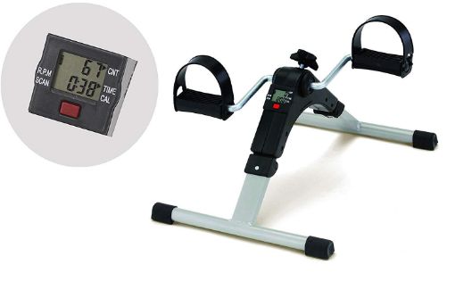 Picture of Mini Exerces Gym Cycle Folding Pedal Exerciser Mini Exercise Bike Portable Foot Peddler Desk Bike Arm and Leg Peddler Machine with LCD Monitor Fitness Bike for Home Workout Old Person and Office Workout for Adult Mini Gym Cycle