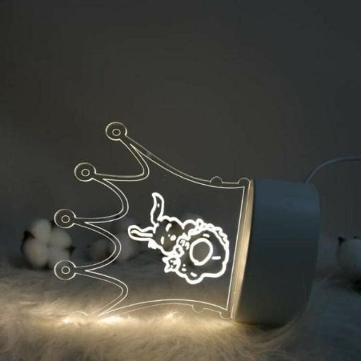Picture of 3D Acrylic Creative Message Board with LED Light Base Holder Writing Pen Crown Shape