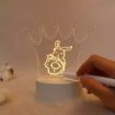 Picture of 3D Acrylic Creative Message Board with LED Light Base Holder Writing Pen Crown Shape