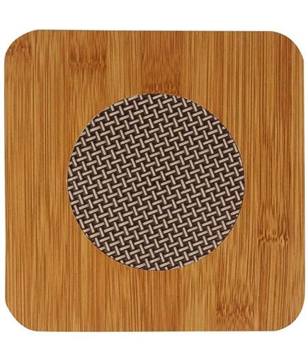 Picture of wooden coaster square, hot plate wooden plate wooden heatong plate Heat Resistant Square Shape Wooden Coasters Pan Pot Holder Heat Insulation Bamboo Coasters Pad Hot Coffee Bowl Tea Cup Heat Pad Placemat for Home Kitchen Dining Table