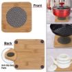 Picture of wooden coaster square, hot plate wooden plate wooden heatong plate Heat Resistant Square Shape Wooden Coasters Pan Pot Holder Heat Insulation Bamboo Coasters Pad Hot Coffee Bowl Tea Cup Heat Pad Placemat for Home Kitchen Dining Table