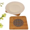 Picture of wooden coaster square, hot plate wooden plate wooden heatong plate Heat Resistant Square Shape Wooden Coasters Pan Pot Holder Heat Insulation Bamboo Coasters Pad Hot Coffee Bowl Tea Cup Heat Pad Placemat for Home Kitchen Dining Table