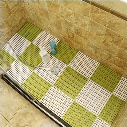 Picture of bathroom floor mat Interlocking  Floor Tiles Massage Design and Drain Holes for Kitchen Bathroom Shower Pool