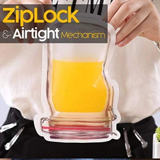 Picture of food storage bag pouch zip lock pouch containers for fridge Multi-Purpose Vegetables Fruits Mesh Fridge Storage Washable Zip Bags